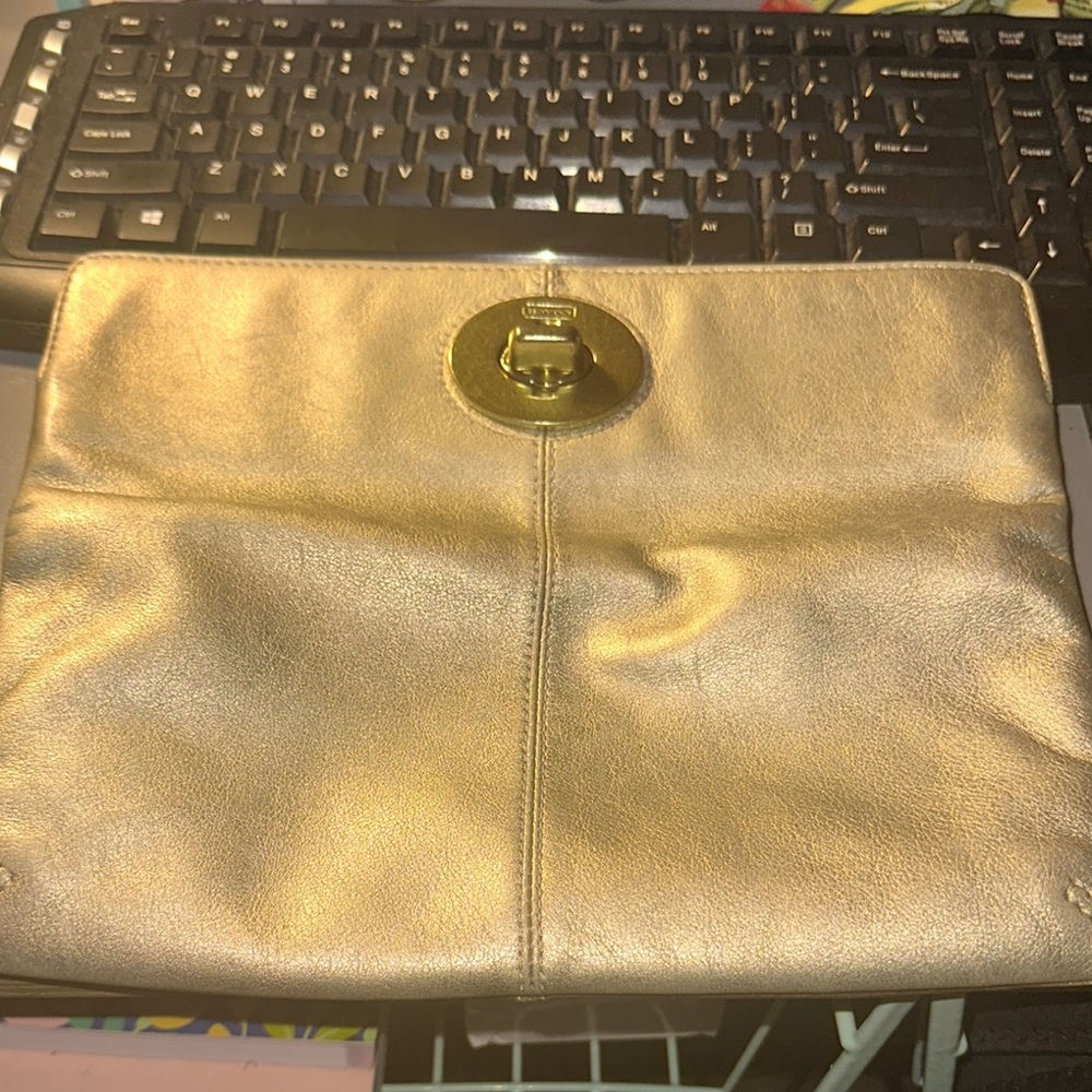Gold Clutch with Turn Lock Closure